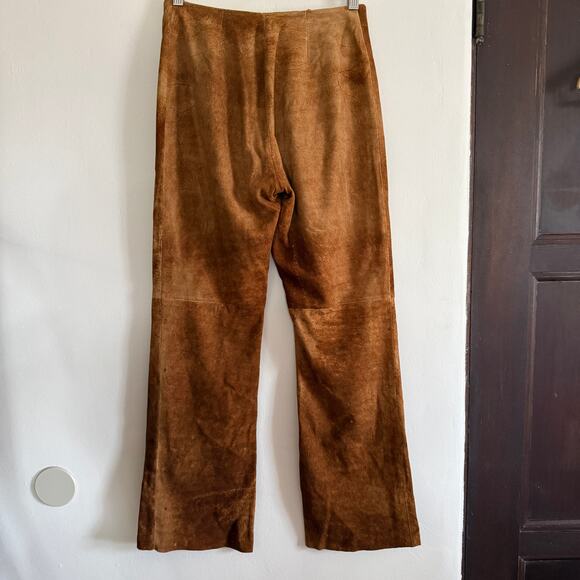 90s Vintage VAKKO Brown Patinated Suede Boot Cut Pants | Size 4 - Picture 2 of 5
